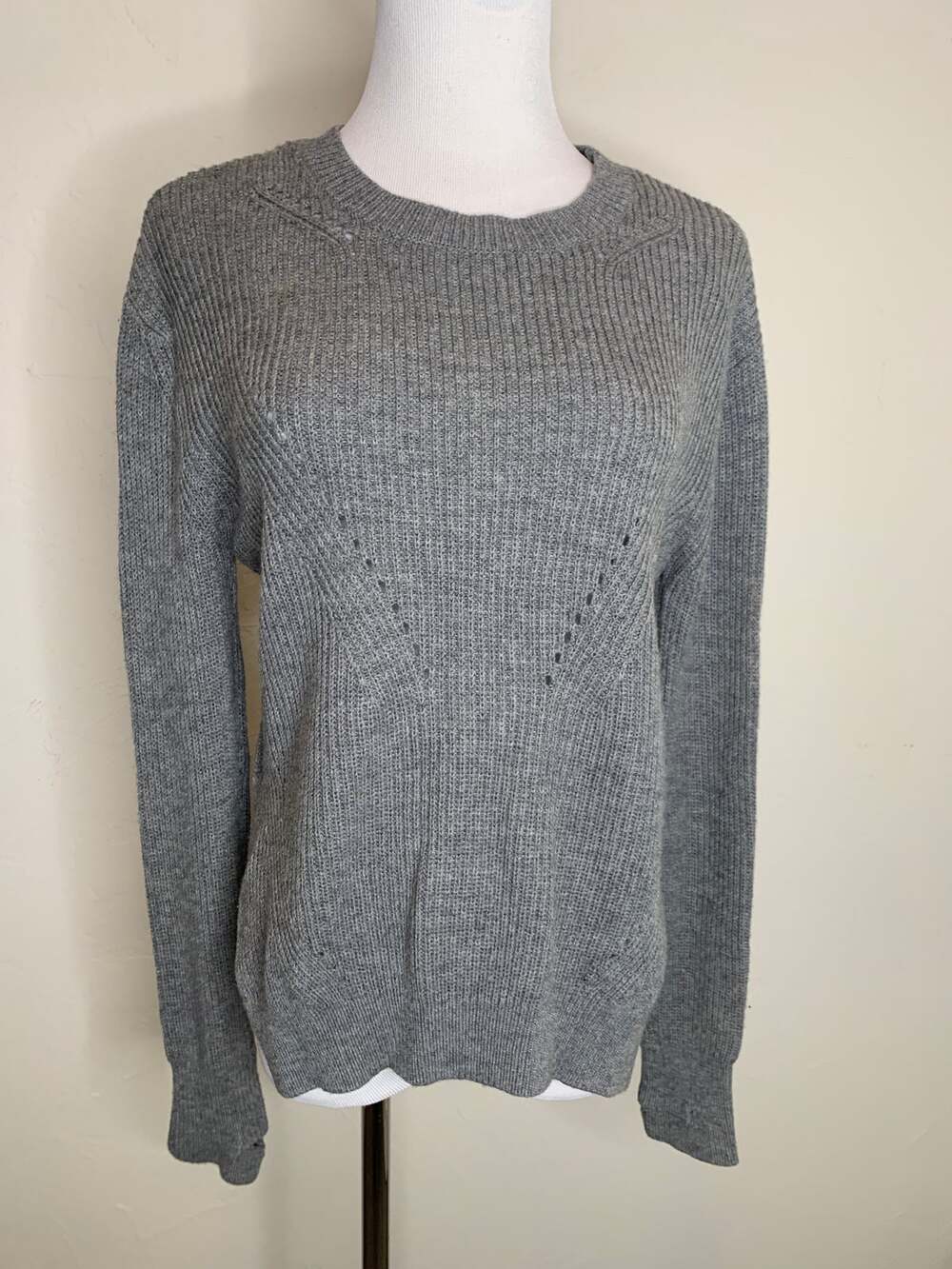 Lululemon Yin To You Sweater Heathered Light Grey Merino Wool Sz 6/8 ?